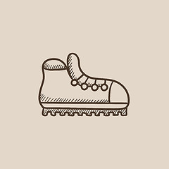 Image showing Hiking boot with crampons sketch icon.