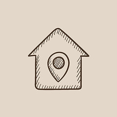 Image showing House with pointer sketch icon.