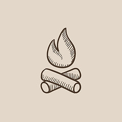 Image showing Campfire sketch icon.