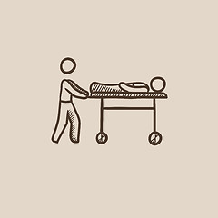 Image showing Man pushing stretchers sketch icon.