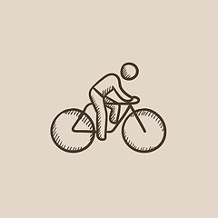 Image showing Man riding  bike sketch icon.