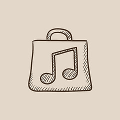 Image showing Bag with music note sketch icon.