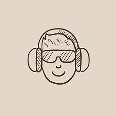 Image showing Man in headphones sketch icon.