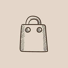 Image showing Shopping bag sketch icon.