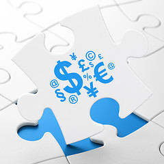 Image showing Finance concept: Finance Symbol on puzzle background