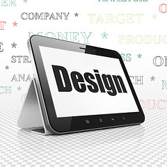 Image showing Marketing concept: Tablet Computer with Design on display