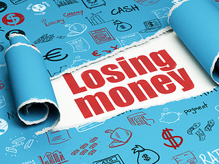 Image showing Banking concept: red text Losing Money under the piece of  torn paper