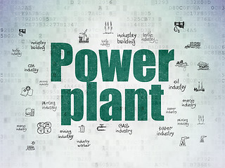 Image showing Manufacuring concept: Power Plant on Digital Data Paper background