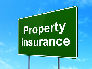 Image showing Insurance concept: Property Insurance on road sign background