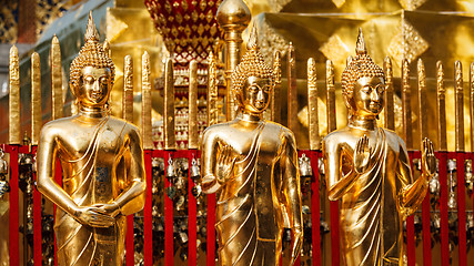 Image showing Gold Buddha statues in Wat Phra That Doi Suthep