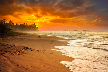 Image showing Ocean sunset at sea beach