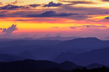 Image showing Sunset in hills