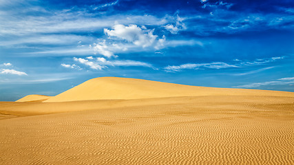 Image showing Desert sand dunes on sunrise