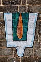 Image showing Vushnu symbol on Hindu temple wall