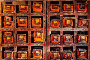 Image showing Folios of old manuscripts in Buddhist Monastery