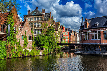 Image showing Ghent canal. Ghent, Belgium