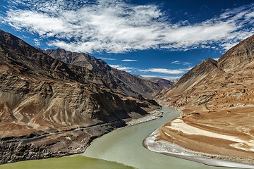 Image showing Confluence of Indus and Zanskar Rivers, Ladakh