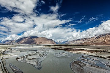 Image showing Nubra valley and river in Himalayas, Ladakh