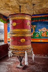 Image showing Tibetan Buddhist prayer wheel, Ladakh