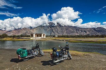 Image showing Two bikes in Himalayas. Ladakh, India