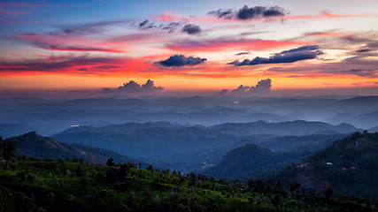 Image showing Sunset in mountains