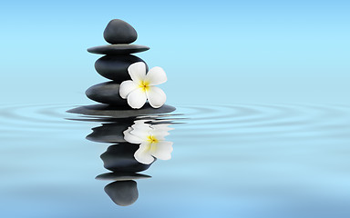 Image showing Zen stones with frangipani 