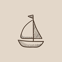 Image showing Sailboat sketch icon.