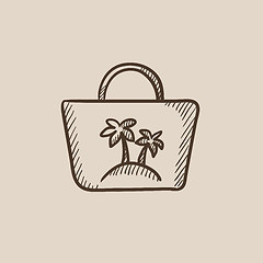 Image showing Beach bag sketch icon.