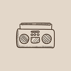 Image showing Radio cassette player sketch icon.