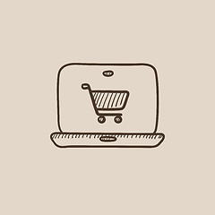 Image showing Online shopping sketch icon.