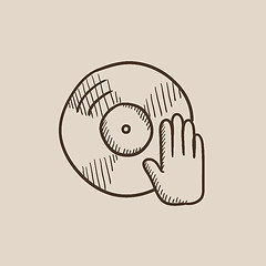 Image showing Disc with dj hand sketch icon.