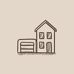 Image showing House with garage sketch icon.