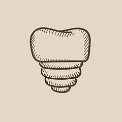 Image showing Tooth implant sketch icon.