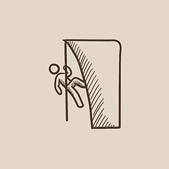 Image showing Rock climber sketch icon.