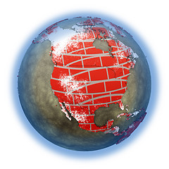 Image showing North America on brick wall Earth