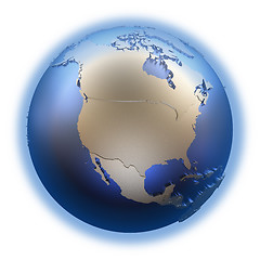 Image showing North America on golden metallic Earth