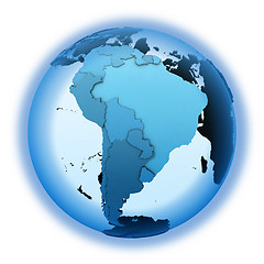 Image showing South America on translucent Earth