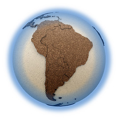 Image showing South America on light Earth