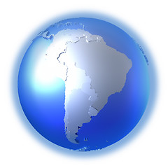 Image showing South America on bright metallic Earth