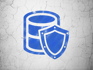 Image showing Programming concept: Database With Shield on wall background