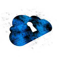 Image showing Cloud networking concept: Cloud With Keyhole on Digital background