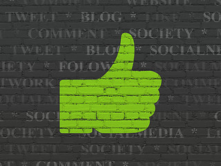 Image showing Social network concept: Thumb Up on wall background