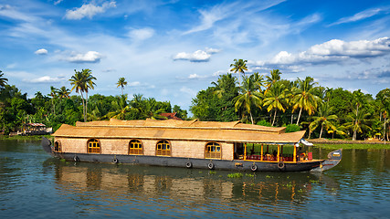 Image showing Houseboat on Kerala backwaters, India