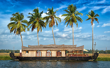 Image showing Houseboat on Kerala backwaters, India