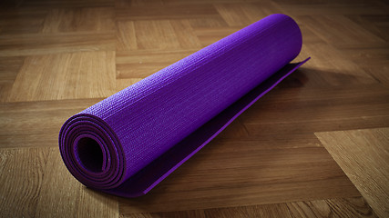 Image showing Yoga mat on floor