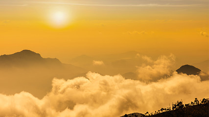 Image showing Mountains in clouds. Kodaikanal, Tamil Nadu