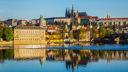 Image showing View of Mala Strana and  Prague castle over Vltava river