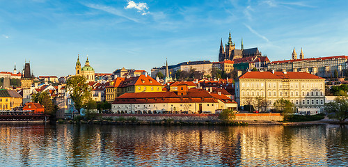 Image showing View of Gradchany Prague Castle and St. Vitus Cathedral over Vlta