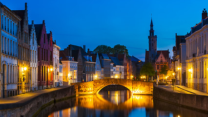 Image showing Bruges night cityscape, Belgium