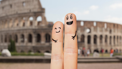 Image showing close up of two fingers with smiley faces